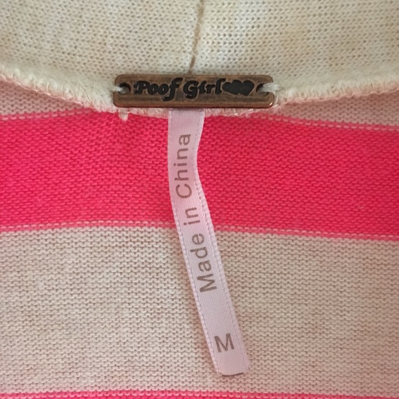 SOLD! poof girl knit sweater cardigan pink white - Picture 8 of 8